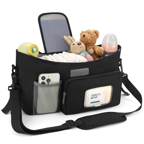 Accmor Universal Stroller Organizer with Insulated Cup Holder, Stroller Caddy Bag Accessories, Stroller Cup Holder