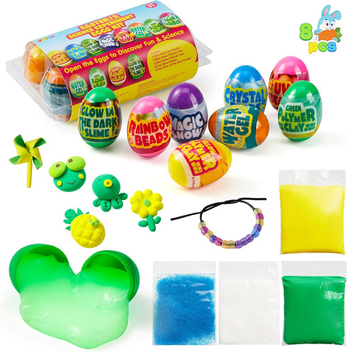 JOYIN 8 Pcs Easter Science Experiment Eggs, Colorful Eggs Prefilled with Science