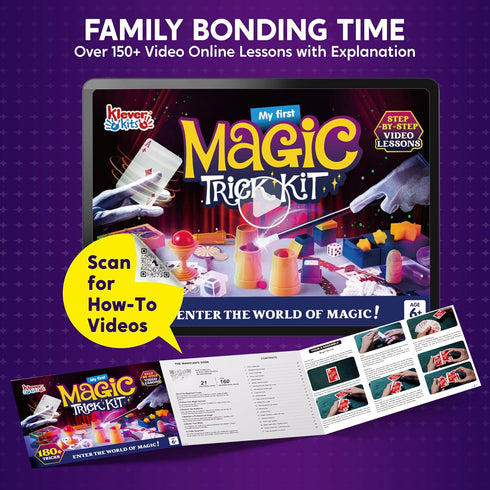 180+ Set- 6+ JOVA Klever Kits Magic My First Magic Trick Kit- Amazing Magician Toy with Step-by-Step Video Lessons
