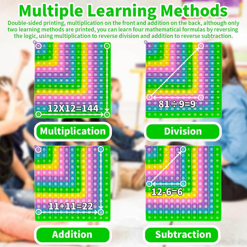 12X12 Multiplication Chart and Math Addition Table Toys - Stress Relief Fidget Bubble Game Learning Toys