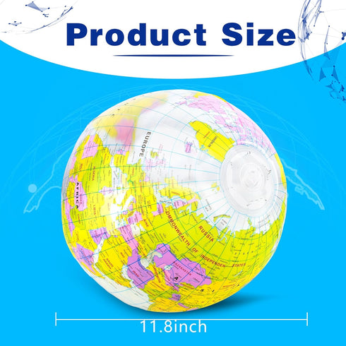 30 Pack 16 Inch Inflatable Globe Beach Ball Toys, PVC Earth Ball for Kids Swimming Pool Game