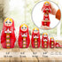 Set 7 Nesting Dolls of pcs - Baboushka Russian Dolls in Hand Painted Red Head Scarf and Sarafan Dress with Ornaments