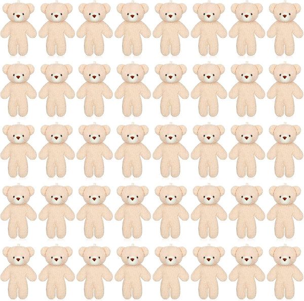 HyDren 40 Pcs Mini Bear Toy, 4.7 Inch Stuffed Tiny Bear Keychain, Soft Plush Bear Doll for Kids DIY Party Favor