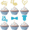 Gyufise 36 Pack Oh Baby Cupcake Toppers, It's a Boy Glitter Cake Picks for Baby Shower & Birthday Party Supplies
