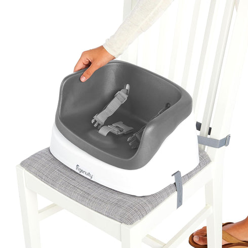 3-Point Ingenuity SmartClean Toddler Booster Seat for Kitchen Chair Lightweight for on-the-go, Easy-Clean, Harness