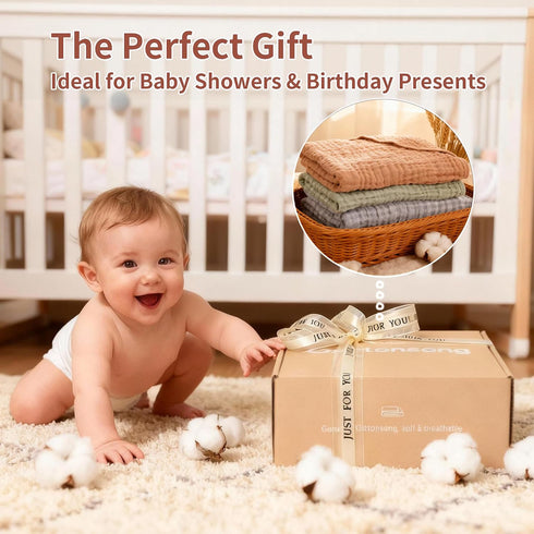 Cottonsong 2-Pack, 100% 32x32 Inches Newborn Hooded Towels Cotton Plain Weave Muslin Baby Bath Towels, Soft