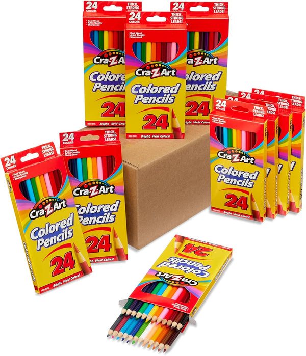 Cra-Z-Art Colored Pencils Bulk Pack, 10 Boxes of 24 ct Pre-Sharpened Pencils,