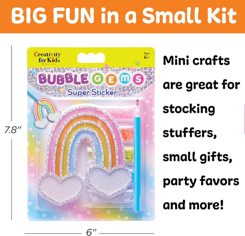 6+) Creativity for Kids Bubble Gem Super Sticker: Rainbow, Diamond Art Kits for Kids, Mini Craft Kit and Spring Crafts