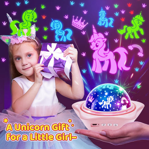 6 4-6, 360 Onefire Girls Toys for Girl Gifts, Films Light Projector Unicorn Toys for Girls Age Rechargeable Night