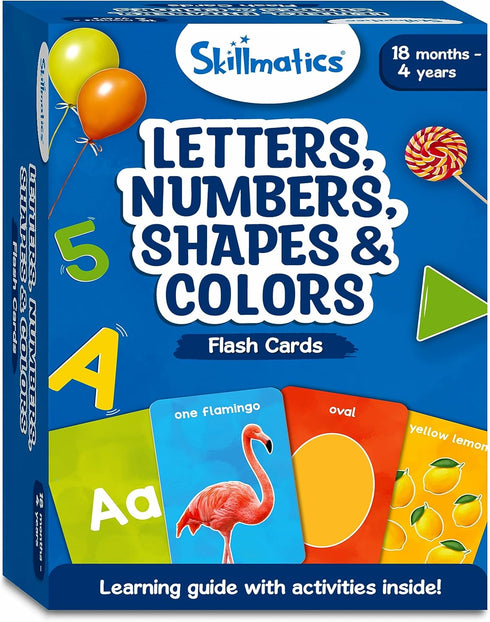 Skillmatics Thick Flash Cards for Toddlers, Letters, Numbers, Shapes & Colors, Montessori Learning Toys