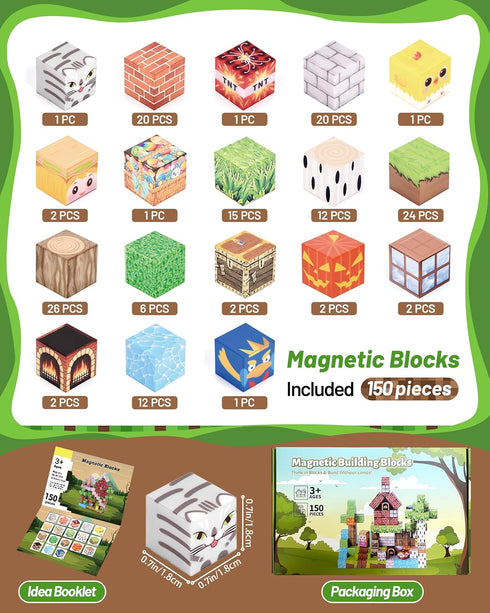 TNQDA 150PCS Set,STEM 3+, Magnetic Blocks, Magnetic Building Blocks, Magnetic Blocks Toys for Kids, Blocks Magnet