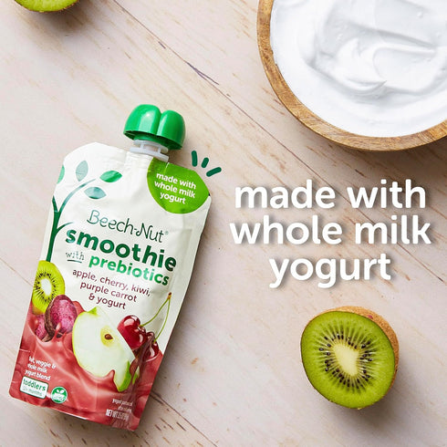 Beech-Nut Toddler Smoothies with Prebiotics, Apple Cherry Kiwi Purple Carrot & Yogurt, 3.5 oz (12 Pack)