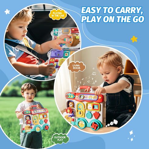 Busy Board Montessori Toys for Toddler 1-3, Learning Sensory Toys for 1+ Year Old, Educational Fine Motor Baby Toys