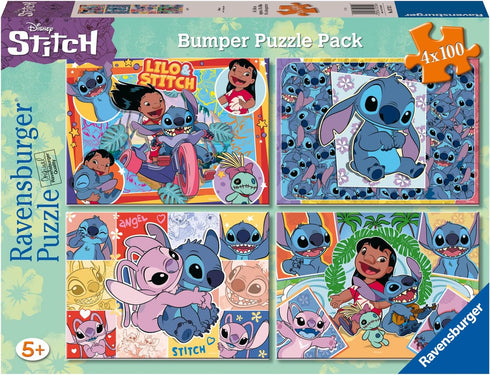 Ravensburger Disney Stitch Bumper Pack, 4x100 Piece Jigsaw Puzzle for Kids, Unique Pieces Fit Perfectly