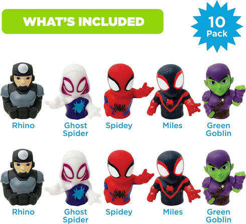 Spidey & His Amazing Friends 10 Piece Finger Puppet Set - Educational and Bath Toys for Playtime