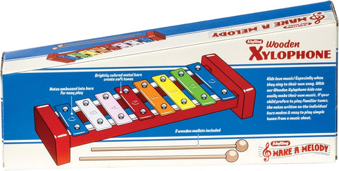 Schylling Wooden Xylophone, Colorful Kids Instrument, Includes Wooden Mallets and Embossed Metal Keys, Ages 3+