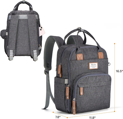 Backpack, Pack RUVALINO Diaper Bag Multifunction Travel Maternity Baby Changing Bags, Large Capacity, Waterproof, Dark
