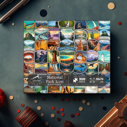 PICKFORU National Parks Puzzles for Adults, 1000 Pieces and up, Yellowstone Yosemite Zion Glacier Decor