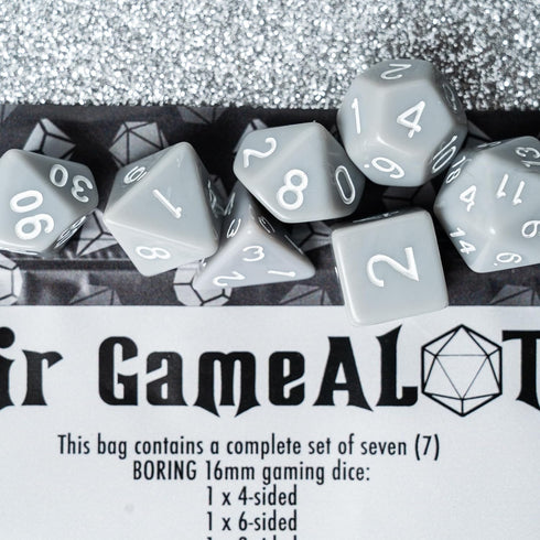 These Dice are Dull, Sir GameAlot Set of 7 Boring Polyhedral Dice for Dungeons and Dragons and RPG