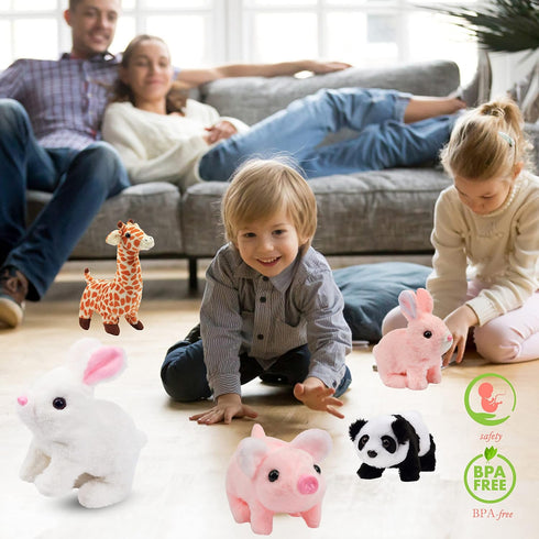 Hopearl Walking Piggy Pet Interactive Crawling Piglet, Electronic Plush Toy for Toddlers, Pink 8''
