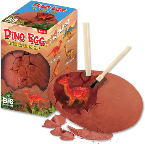 Dino Egg Excavation Kits from Big Discoveries - Interactive Fossil Archaeology Dig Kit Toy for Kids, Six Dinosaurs.