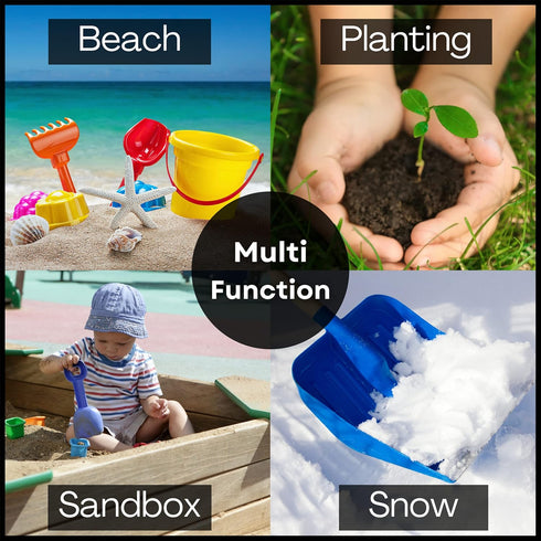 4E's Novelty 4 Pack Beach Shovels - 8 Inch Heavy Duty Plastic Sand Shovels for Kids, Great for Outdoor Digging