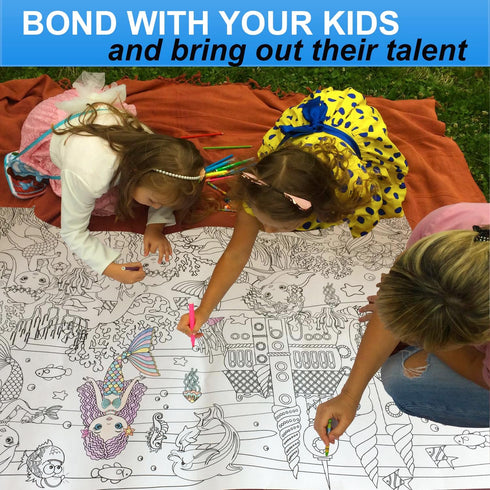 ALEX Art 38.5x26.7 , Giant Coloring Poster - Mermaid Large Wall Coloring Pages - Fun Kids Art Project Activities
