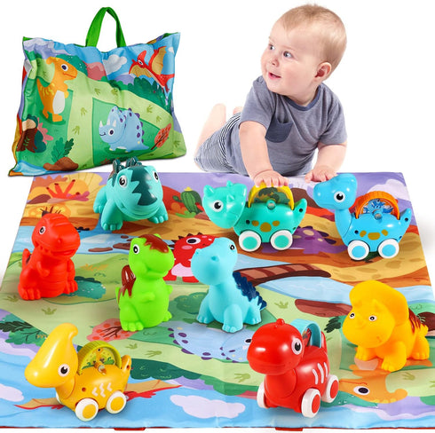 ALASOU 9 PCS Dinosaur Fantastic Creatures Toys with Playmat/Storage Bag, 1st Birthday Gifts for 1 Year Old Boy
