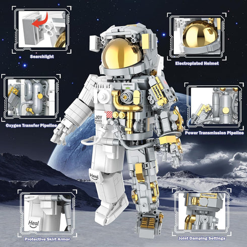 Sets 1008 70131, 8-14 JMBricklayer Space Astronaut Building Block for Adults, PCS Spaceman Toys with Display Stand