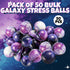 Pack 50 Galaxy Stress Balls for Kids - of Bulk - Squeeze Anxiety Fidget Sensory Balls for Children with Outer Space