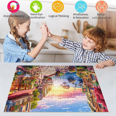 Jigsaw Puzzles for Adults 1000 Pieces, Charming Streets Scene 1:1 Poster, Home Decor Gift for Men Women Elders