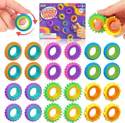 Fidget Toys Sensory Rings for Kids: 24 Pack Goodie Bags Stuffers for