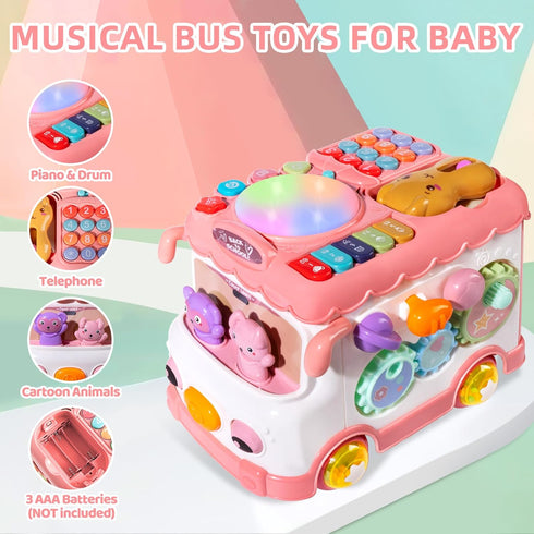 iFaveorr 1 10-in-1 6-12 12-18 1-2, 1st Toys for Year Old Girl Gifts, Montessori Toys Bus for Baby Months, Educational
