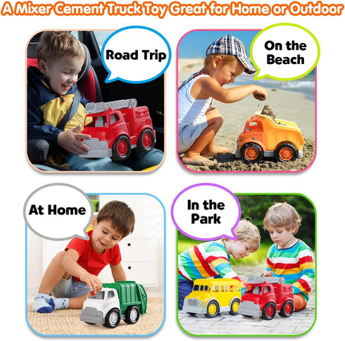 PLAY Eco-Friendly Cement Mixer Toy Truck, No BPA/Phthalate/PVC, Recycled Bioplastic Construction Vehicle