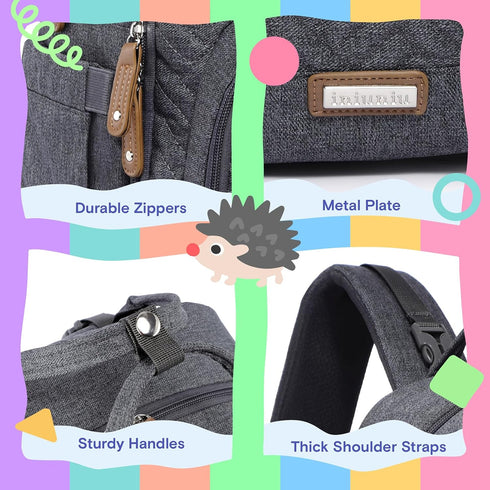 Backpack, 4 1 Pack iniuniu Diaper Bag in kit Large Unisex Baby Bags for Boys Girls, Waterproof Travel Back with Pouch