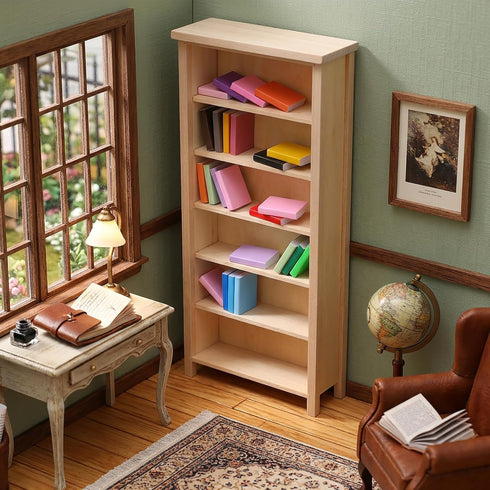 1:12 Scale Dollhouse Bookshelf, Doll House Model Storage Cabinet Wooden Miniature Bookcase Unfinished for Mini Book