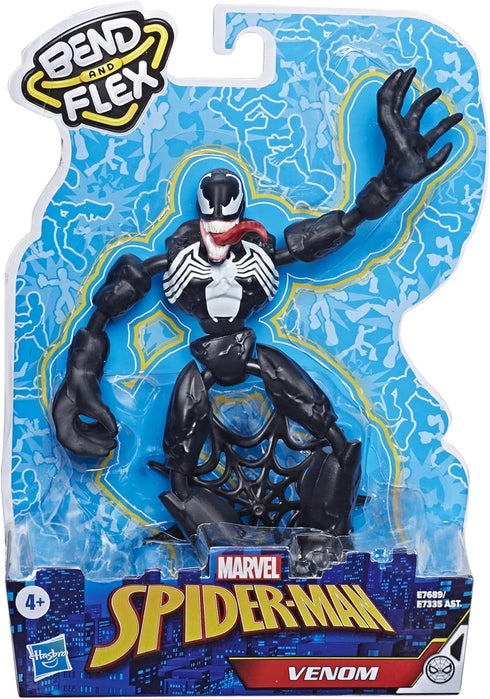 Spider-Man Marvel Bend and Flex Venom Action Figure Toy, 6-Inch Flexible Figure for Kids Ages 4 and Up, Includes Web