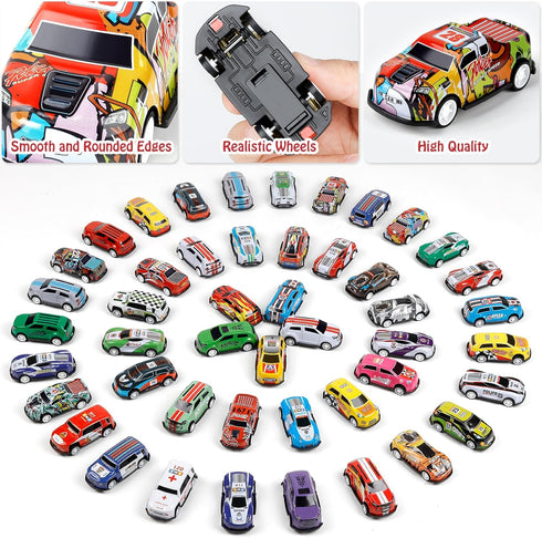 Bublonics 48pcs Set,Alloy Set,Toy 3-8 Pull Back Cars Racing Car Toys,Bulk Mental Trucks Toy Vehicles Cars for Kids Ages