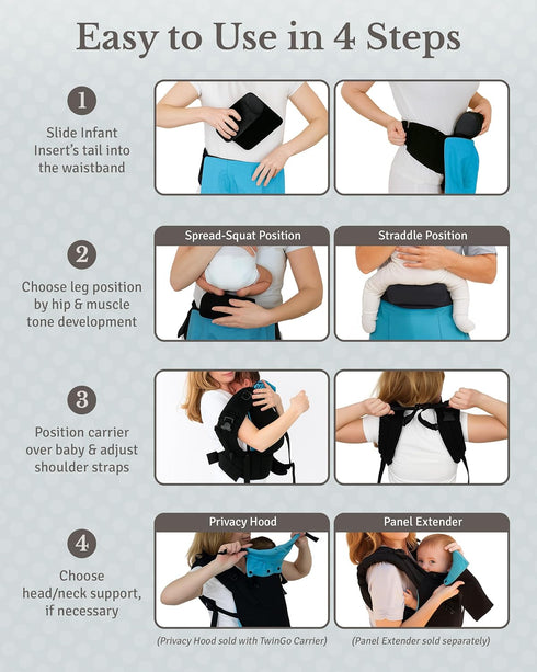 TwinGo 7 lbs Pack Infant Insert for Newborn Carrier - Baby Carrier Accessories for Front Carry - Soft Foam Cushion