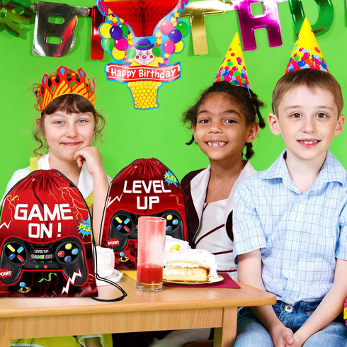Eccliy 20 Pcs Video Game Party Drawstring Bags - 12 x 10 Inch Gaming Gift Bag Birthday Supplies for Boys