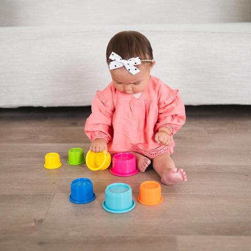 Count Set 8 Count The First Years Stack & Stacking Cups - Colorful Baby Stacking Water Toys - Stackable Cups