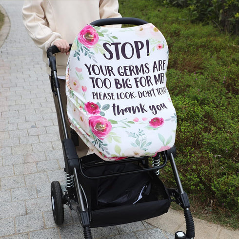 Car seat Canopy for Baby, No Touching Sign Flower Car Seat Covers for Newborn, Infant Stroller Covers for Boy Girl