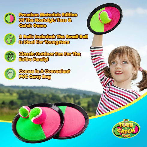 YoYa Toys Toss and Catch Ball Game Set - Outdoor Sports Activities for Kids Ages 4-12, 2 Paddles & 2 Sticky Balls