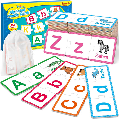 Alphabet Puzzle Cards - ABC Learning Toys for Toddlers, Matching Letter Game for Preschool Activities