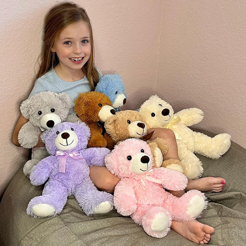 MorisMos Bulk Teddy Bear Stuffed Animals, 7-Pack 14‘’ Teddy Bears in 7 Colors for Baby Shower, Birthday, Christmas