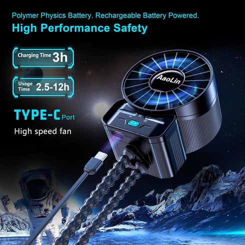 2 Pack 4 6600rpm Multifunctional Portable Stroller Fan Speed High Speed Usb Rechargeable Personal Mini Handheld Fan