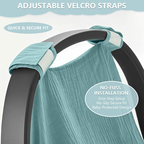 100% Baby Car Seat Cover, Muslin Carseat Cover, Universal Carseat Covers Baby, Infant Car Seat Cover for Sun, Bug
