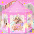 Pink Princess Tent for Girls - Kids Play Tent with LED Star Lights, Castle Playhouse for Indoor Outdoor Games, 55×53