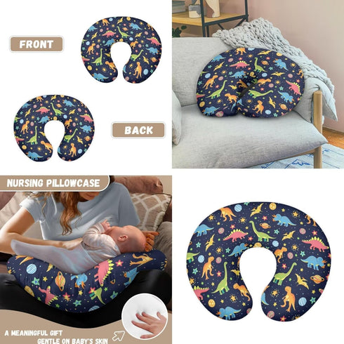 Sarogrorin Multicolor Dinosaur Carseat Covers Unisex Breathable Breastfeeding Covers Nursing Pillow Cover Infant