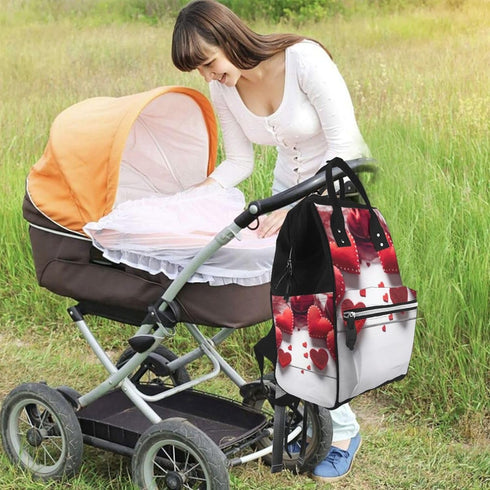 DWVTSLH Backpack Mummy Backpack Handmade Hearts Diaper Bag Multifunction Nappy Bags Waterproof Large Capacity Travel